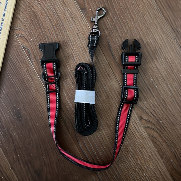 NWOT Adjustable red and black dog collar and leash - Picture 7 of 8